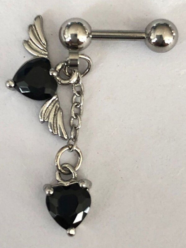 1pc Winged Heart Drop Earring-1